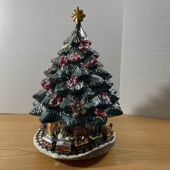 Christopher Radko Holiday Musical Motion Ceramic Christmas Tree w Train Video - Picture 3 of 13